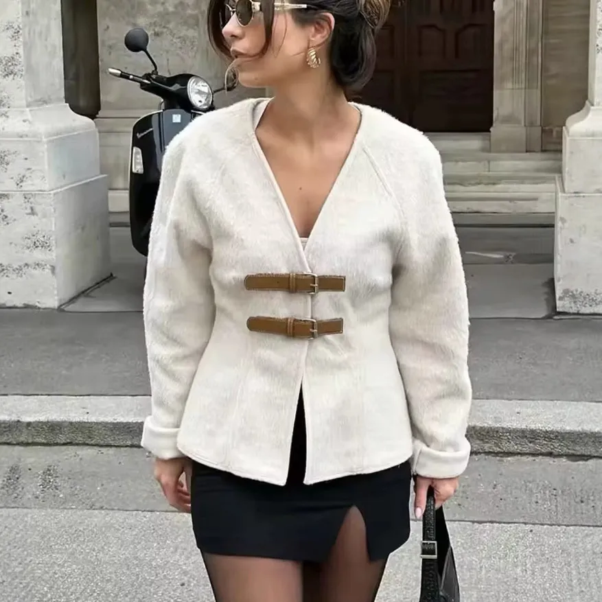 Fashionable Women's New Soft Coat With Strap